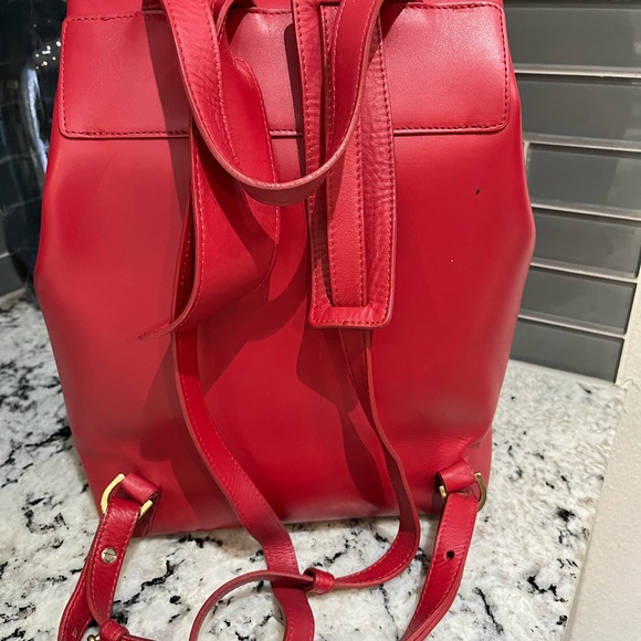Mansur Gavriel Red Leather Backpack - Picture 9 of 13